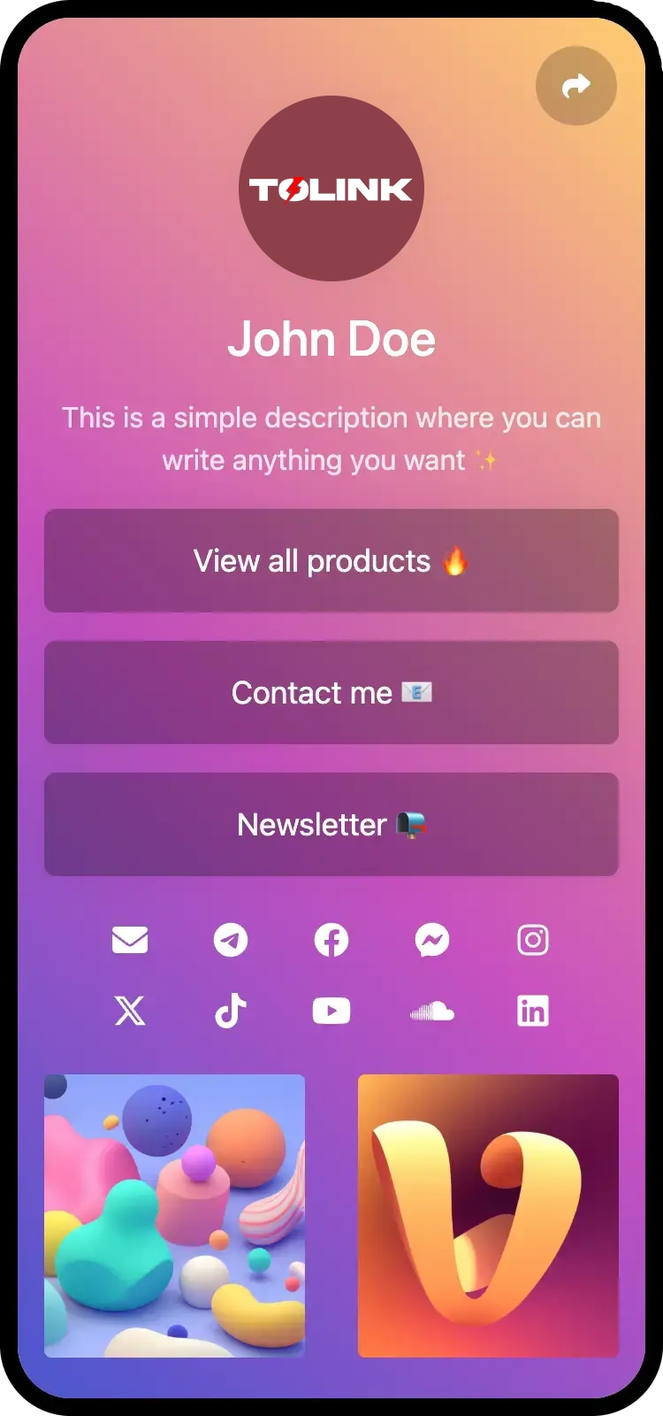 Biolink sayfa örneklerinin ekran görüntüsü